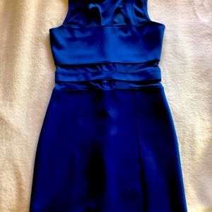 Blue party dress with mesh cut out